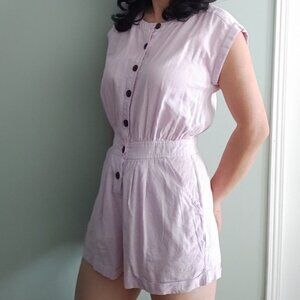 UO Women's Lilac Linen Blend Romper